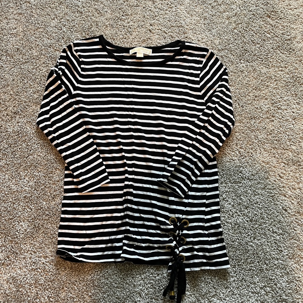 Black and White Striped Women's Top